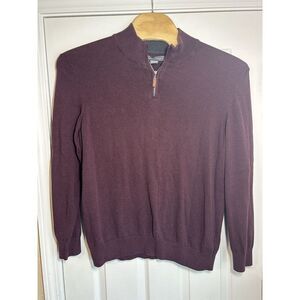 Grayson & Dunn Mock Neck 1/4 Zip Cotton Sweater Maroon Long Sleeve Mens Size‎ XL